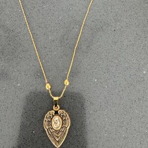 Alex and Ani Gold Angel Wing Guardian Angel Heart Pendant Necklace